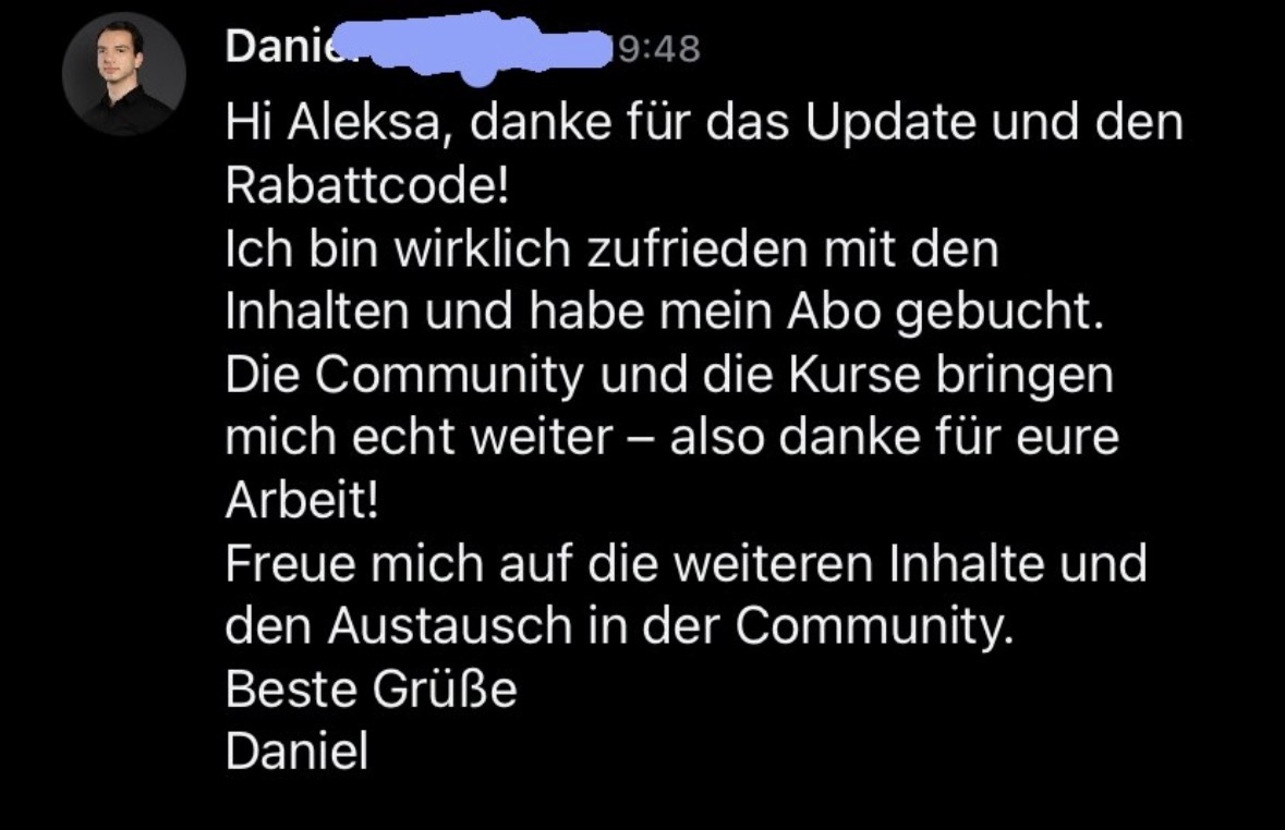Daniel's Feedback zur Community