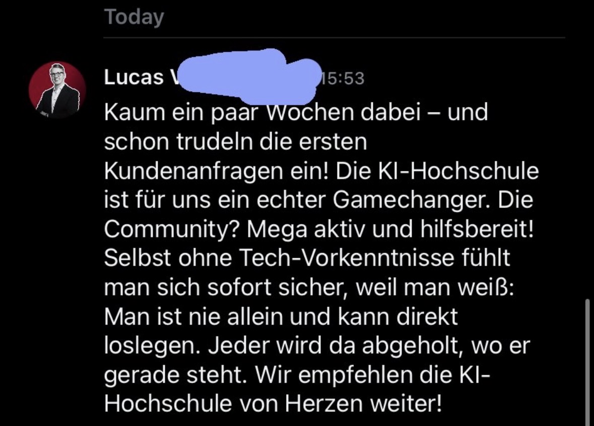 Lucas' Erfolg mit der KI-Hochschule