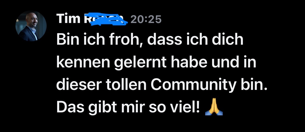 Tim's Dankbarkeit für die Community