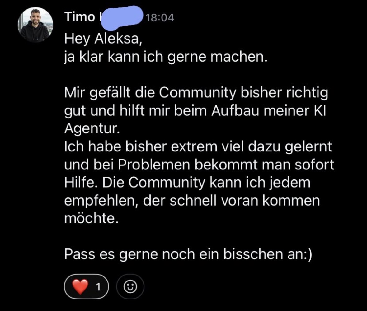 Timo's Feedback zur KI-Agentur Aufbau