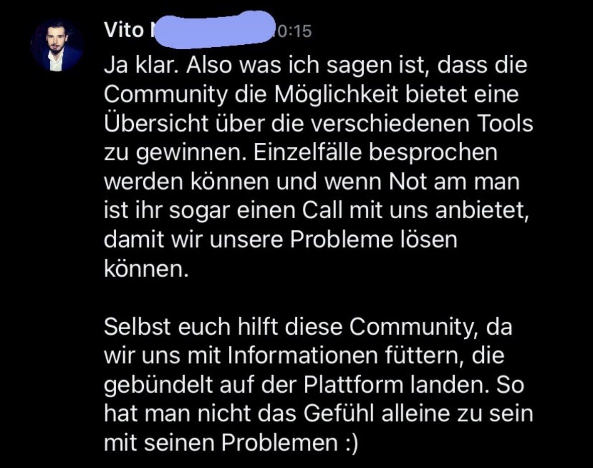 Vito's Erfahrung mit der Community